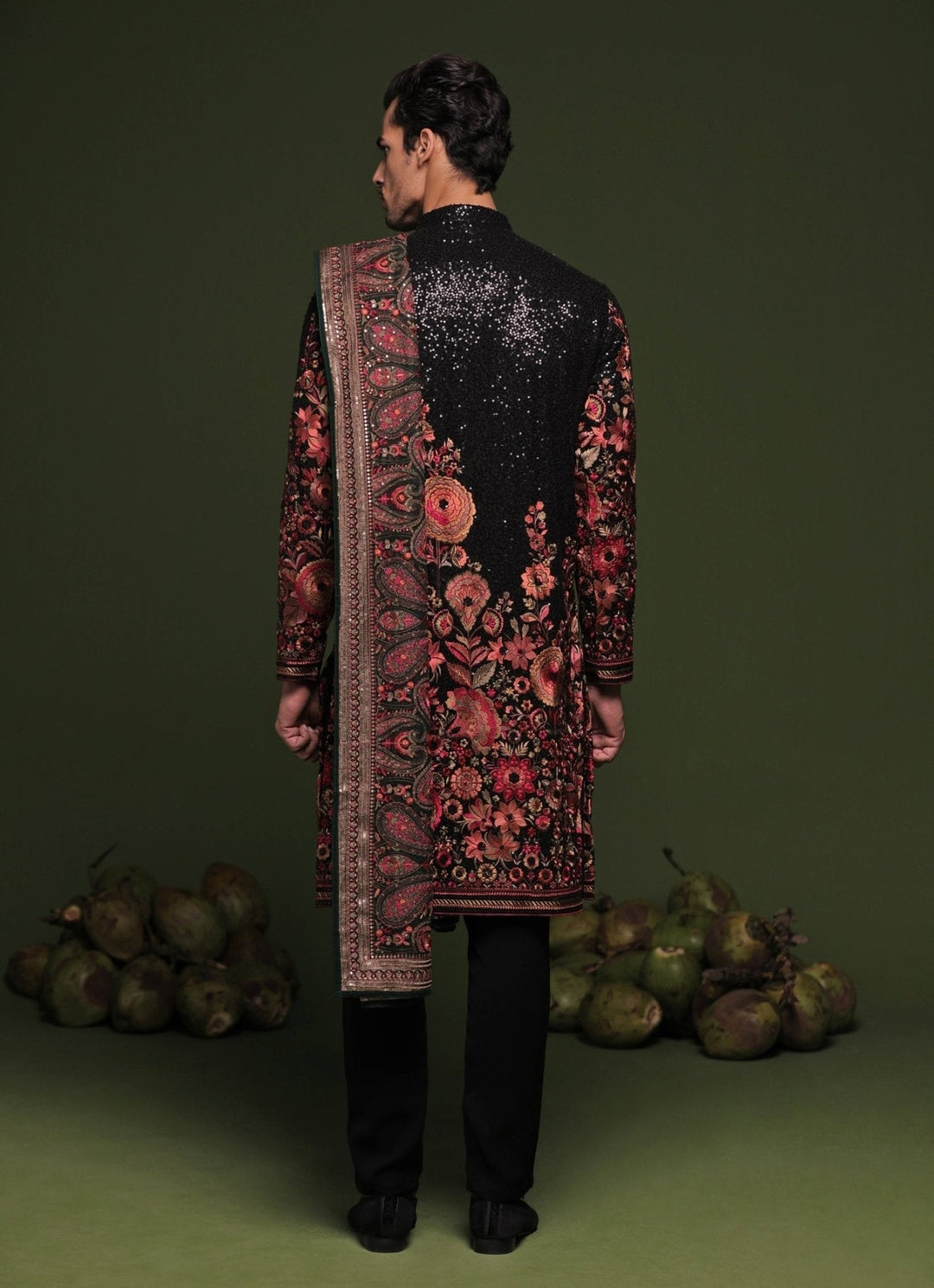 Black Sequin Embroidered Kurta Pant Set With Dupatta Kalpraag - Fabilicious Fashion