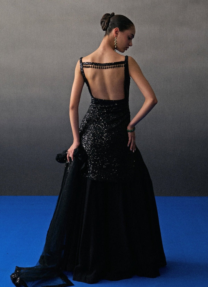 Black Sequins Embroidered Kurta Sharara Set Angad Singh - Fabilicious Fashion