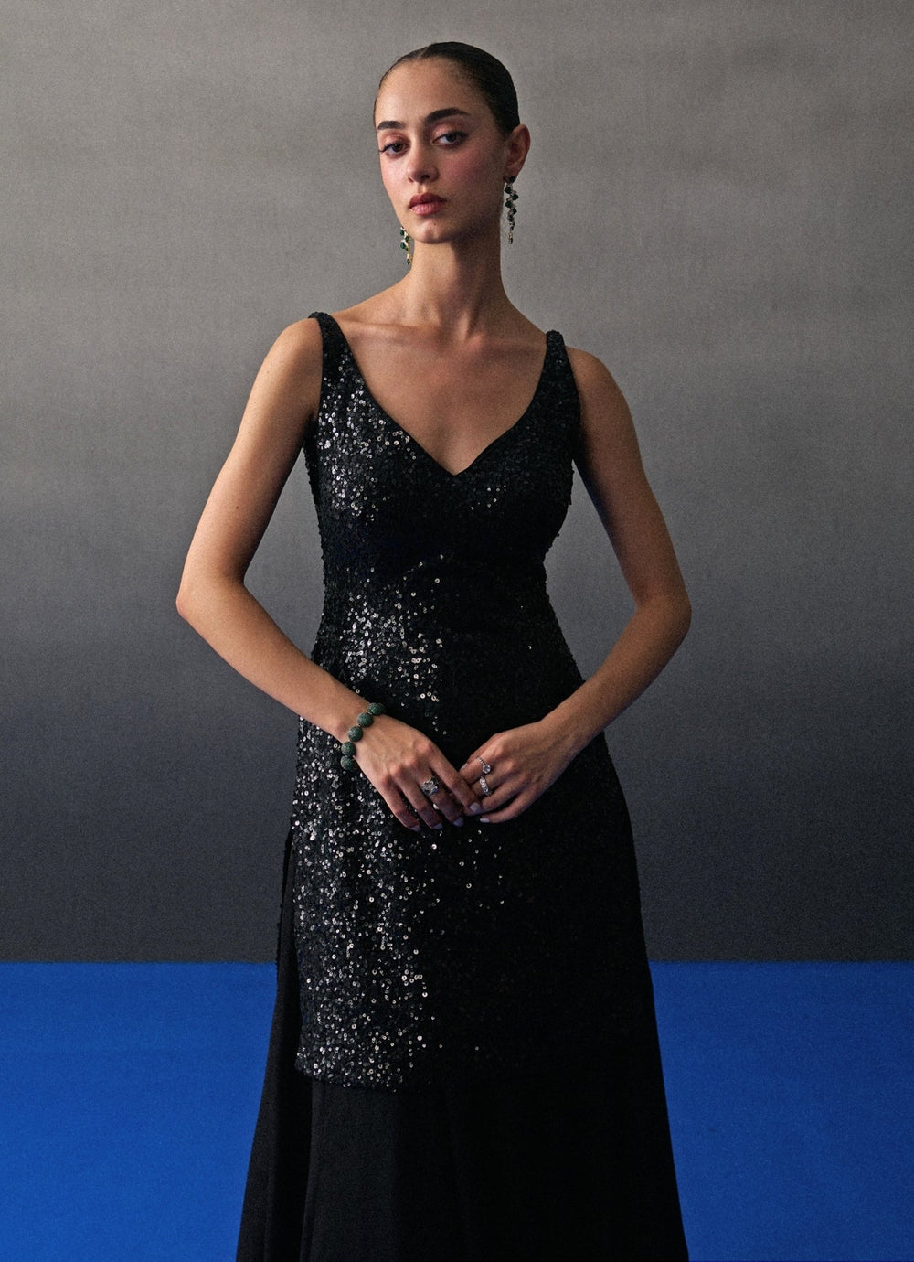 Black Sequins Embroidered Kurta Sharara Set Angad Singh - Fabilicious Fashion