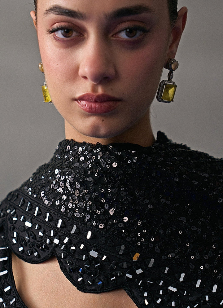 Black Sequins Embroidered Saree Angad Singh - Fabilicious Fashion