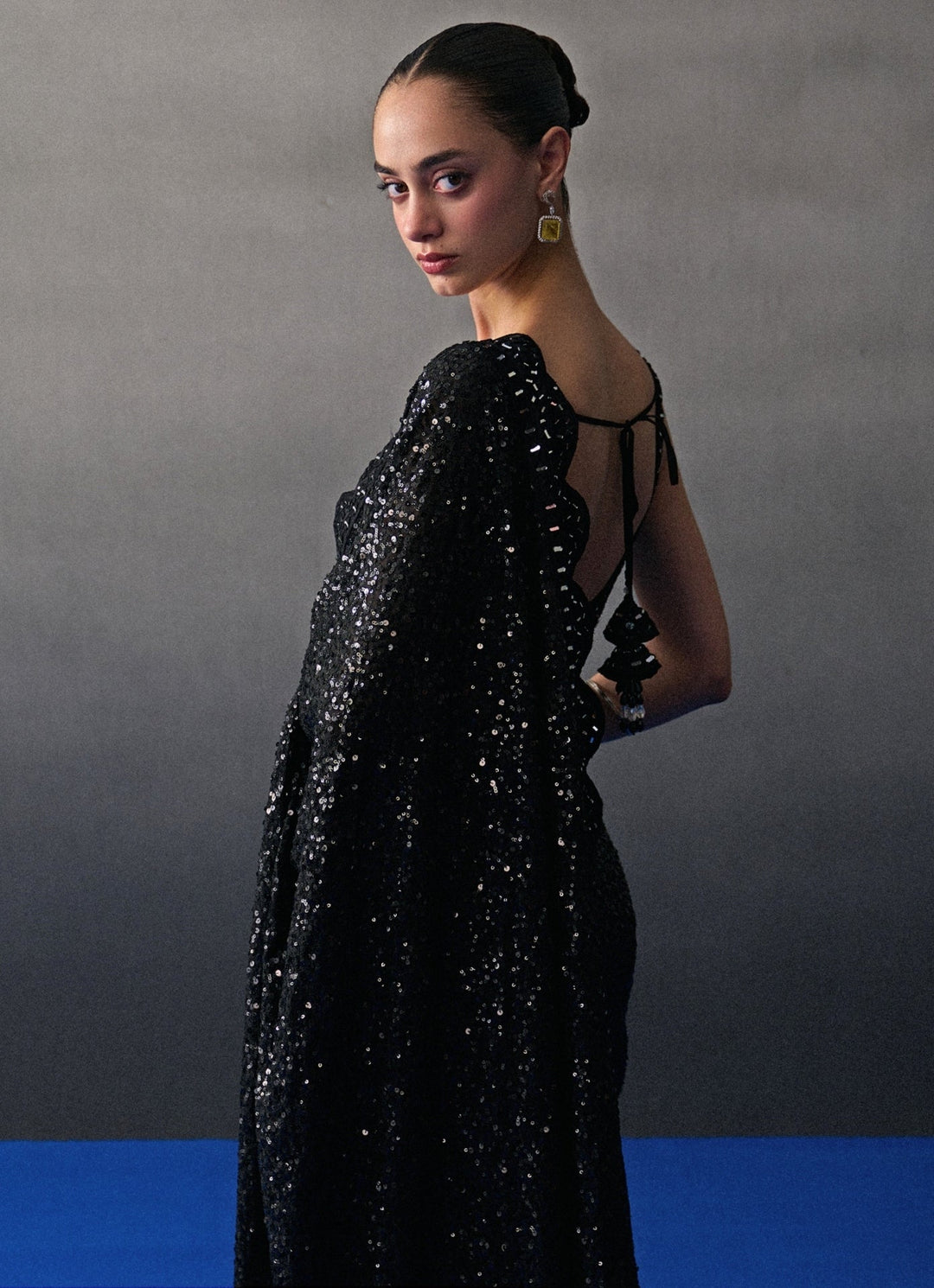 Black Sequins Embroidered Saree Angad Singh - Fabilicious Fashion