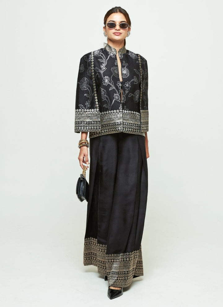 Sobariko Black Silk Jacket Pants SetFabilicious Fashion