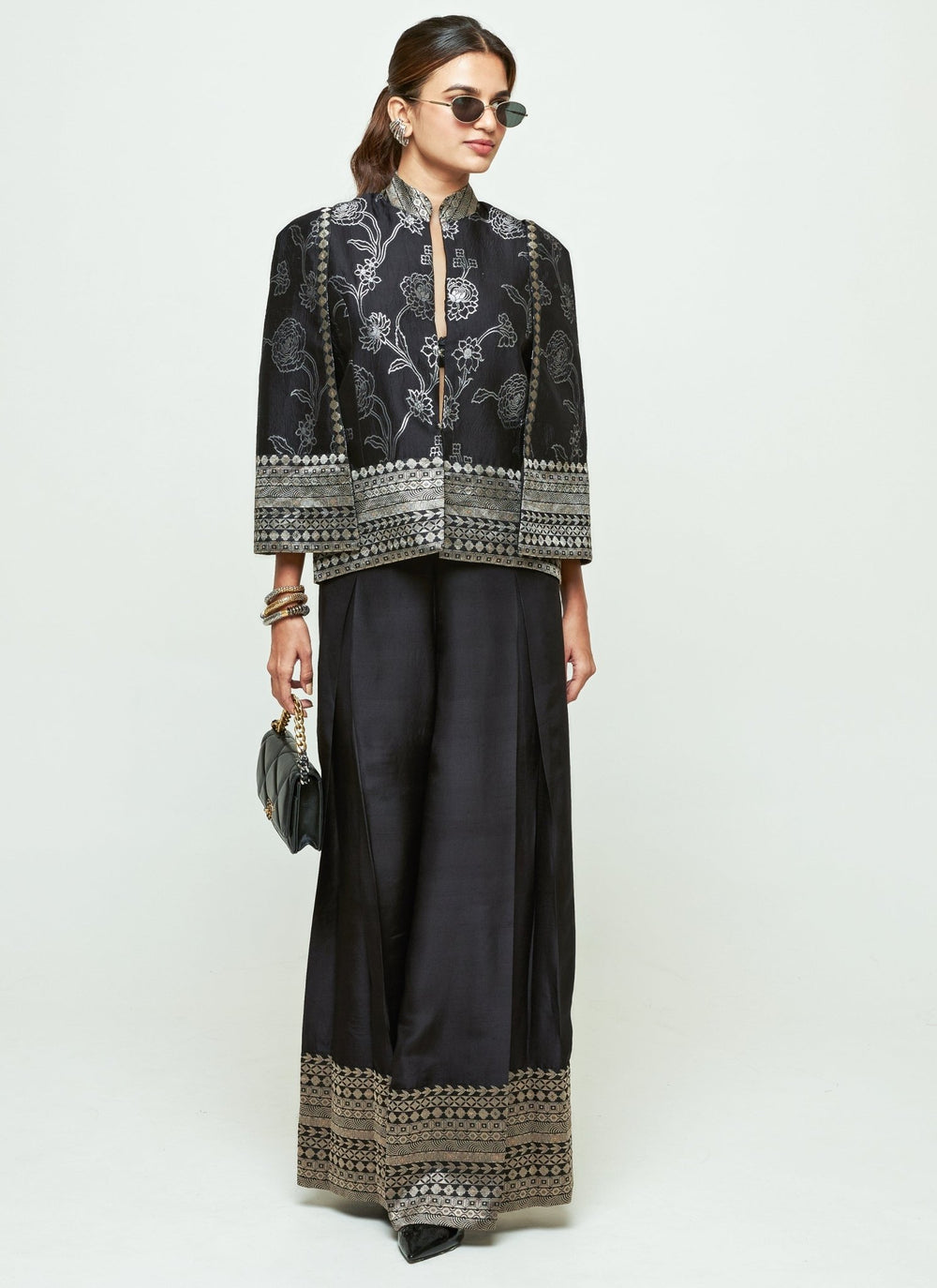 Sobariko Black Silk Jacket Pants SetFabilicious Fashion