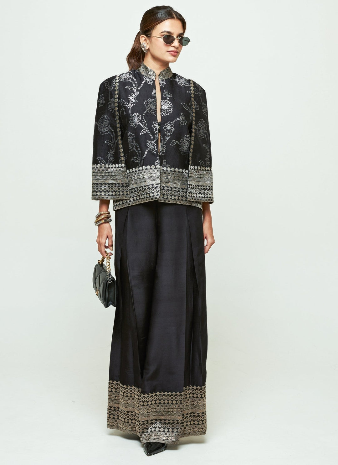 Sobariko Black Silk Jacket Pants SetFabilicious Fashion