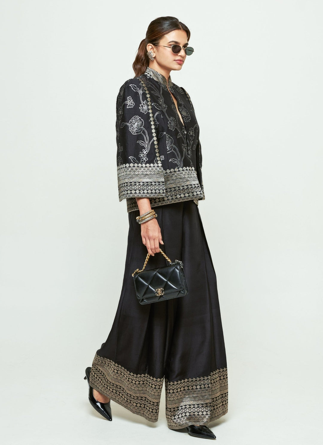 Sobariko Black Silk Jacket Pants SetFabilicious Fashion