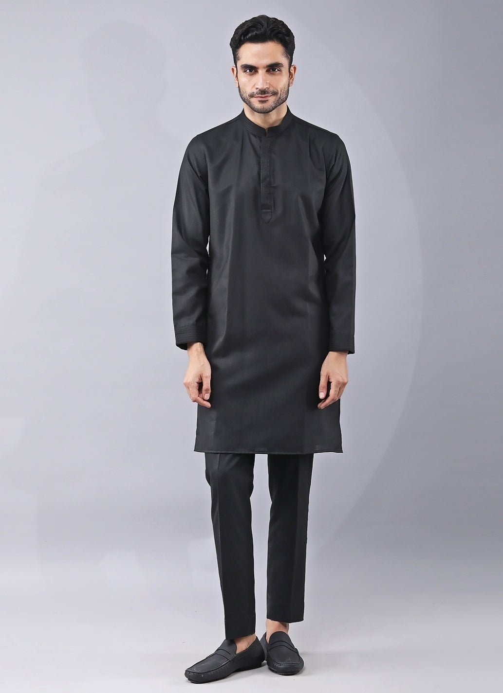 Black Silk Kurta Pants Set with Jacket Manish Nagdeo Men - Fabilicious Fashion