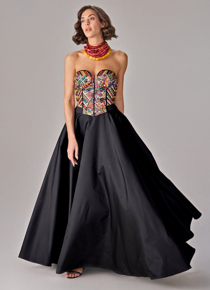Saaksha &amp; Kinni Black Skirt With Multicolour Embroidered CorsetFabilicious Fashion