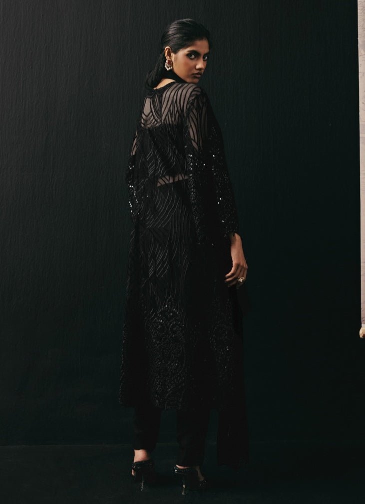 Black Soft Net Kurta Pants Set Twenty Nine - Fabilicious Fashion