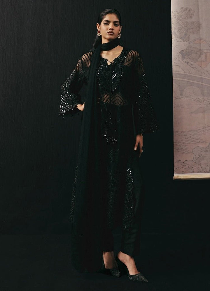 Black Soft Net Kurta Pants Set Twenty Nine - Fabilicious Fashion