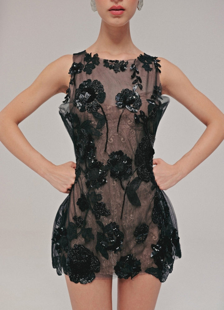 The Little Black Bow Black Soft Net Mini DressFabilicious Fashion
