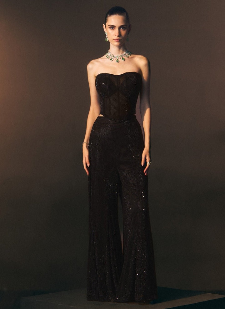 Angad Singh Black Soft Net Sharara Set With CorsetFabilicious Fashion