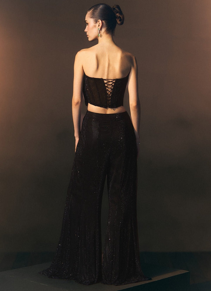 Angad Singh Black Soft Net Sharara Set With CorsetFabilicious Fashion