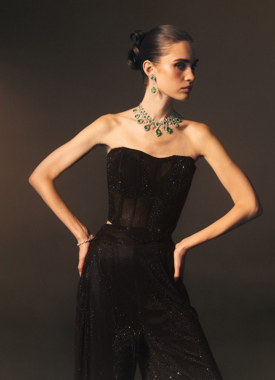 Angad Singh Black Soft Net Sharara Set With CorsetFabilicious Fashion