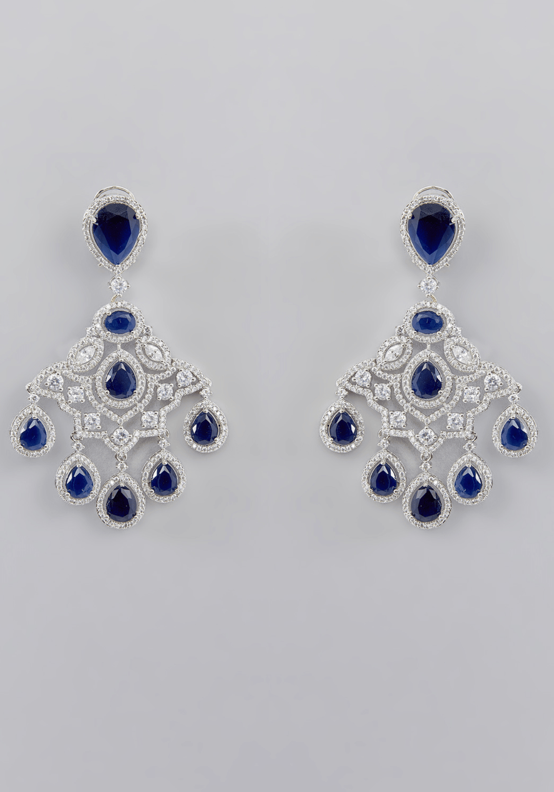 Black Stone Faux Diamond Dangler Zevar by Geeta - Fabilicious Fashion