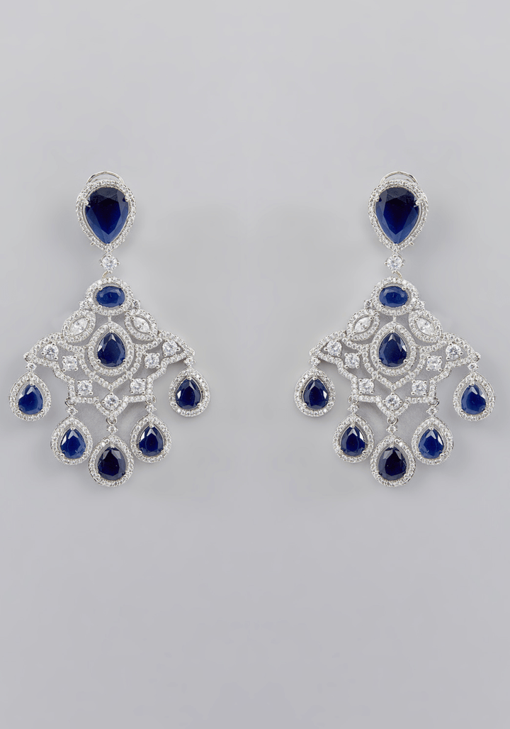 Black Stone Faux Diamond Dangler Zevar by Geeta - Fabilicious Fashion
