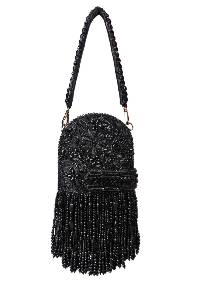 Black Suede Embellished Capsule Bag House of Kosha - Fabilicious Fashion