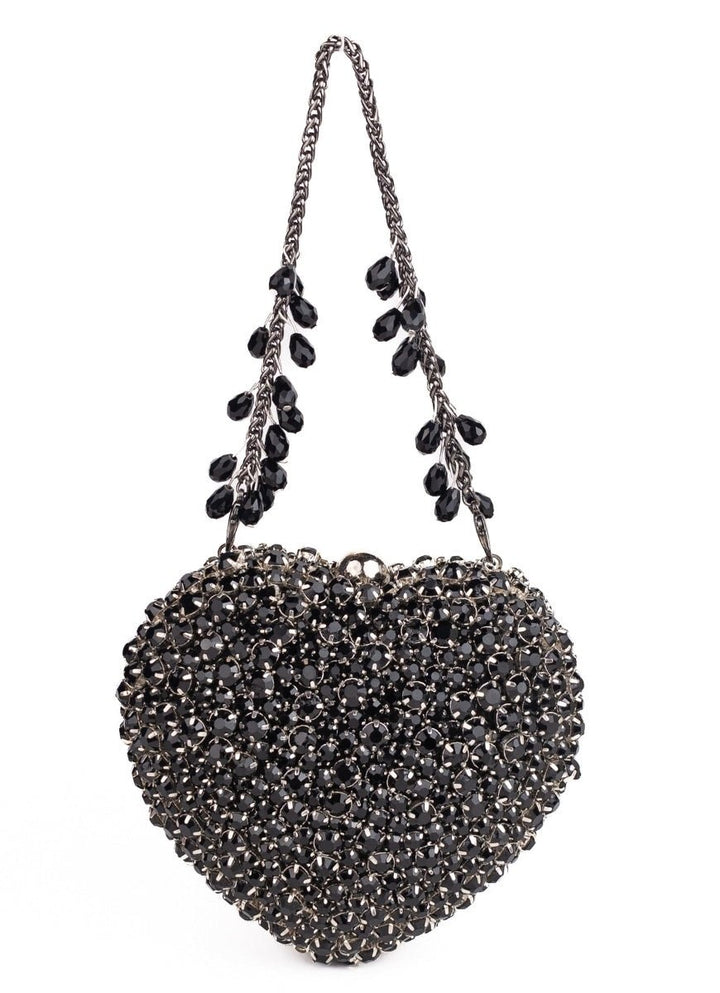 House of Kosha Black Suede Embellished Heart BagFabilicious Fashion