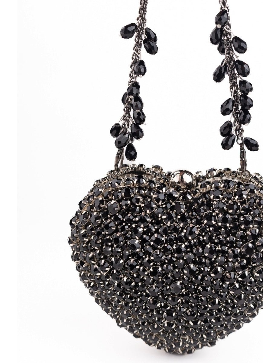 House of Kosha Black Suede Embellished Heart BagFabilicious Fashion