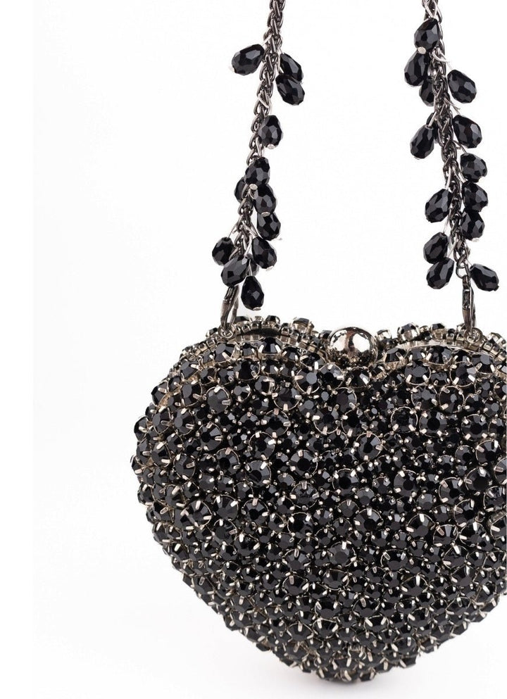 House of Kosha Black Suede Embellished Heart BagFabilicious Fashion