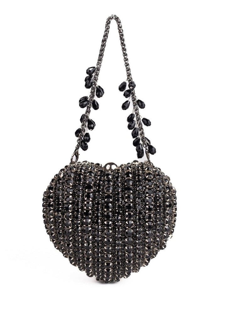 House of Kosha Black Suede Embellished Heart BagFabilicious Fashion