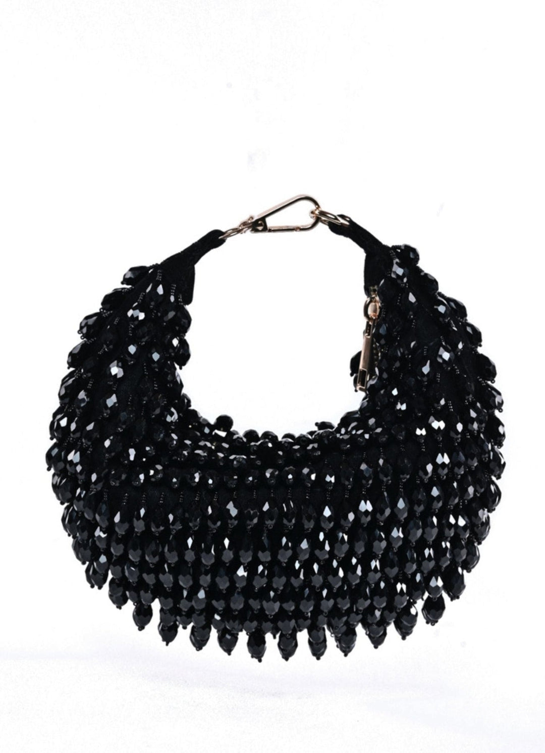Black Suede Embellished Hobo Bag House of Kosha - Fabilicious Fashion