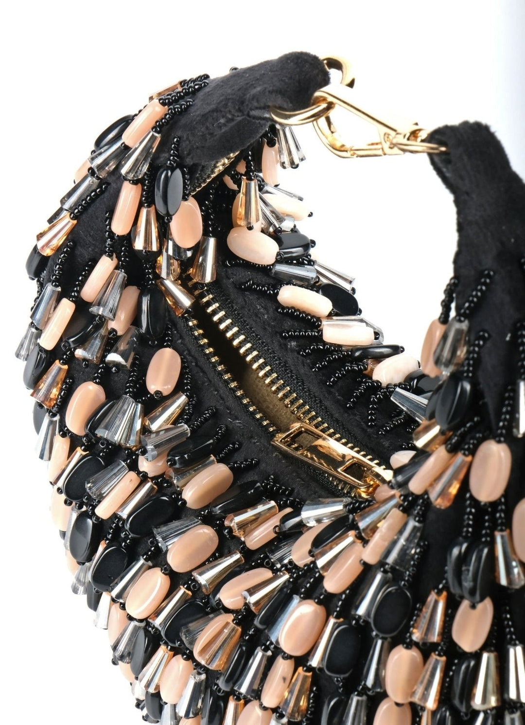 Black Suede Embellished Hobo Bag House of Kosha - Fabilicious Fashion