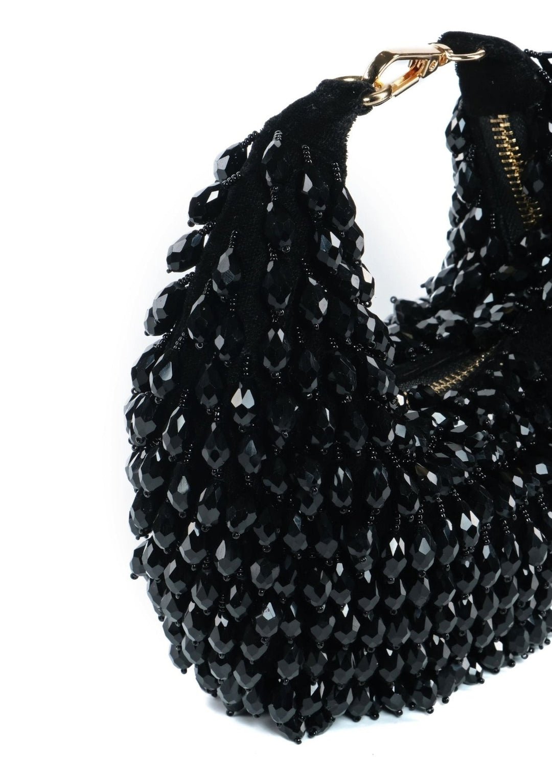 Black Suede Embellished Hobo Bag House of Kosha - Fabilicious Fashion