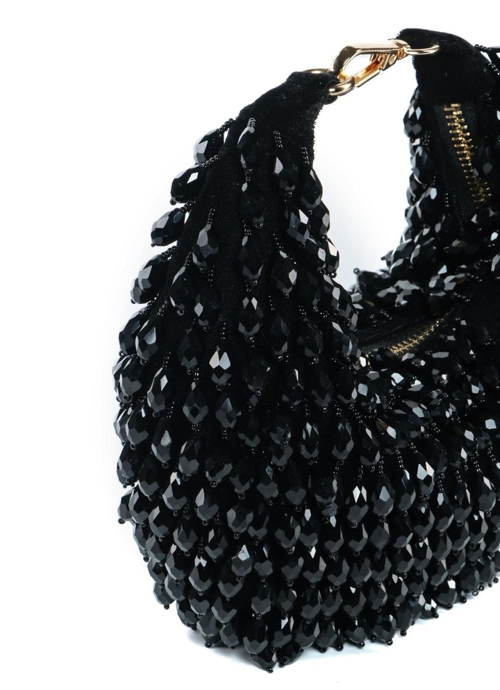 Black Suede Embellished Hobo Bag House of Kosha - Fabilicious Fashion