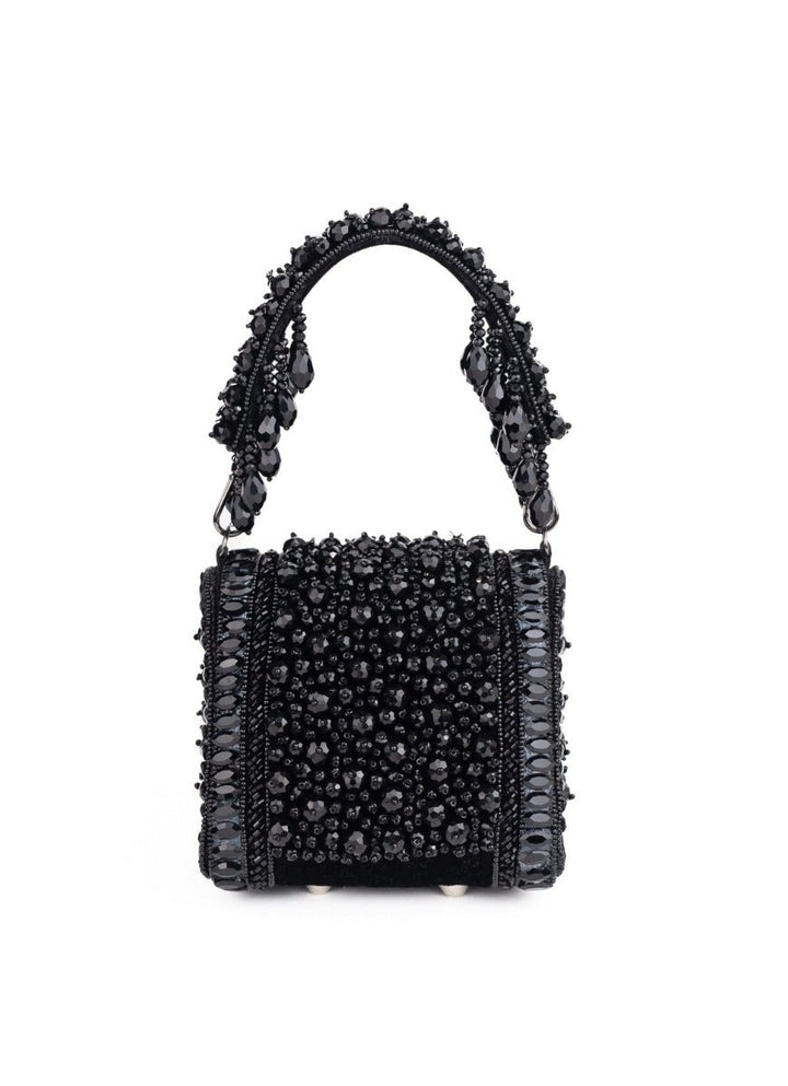 Black Suede Embellished Mini Bag House of Kosha - Fabilicious Fashion