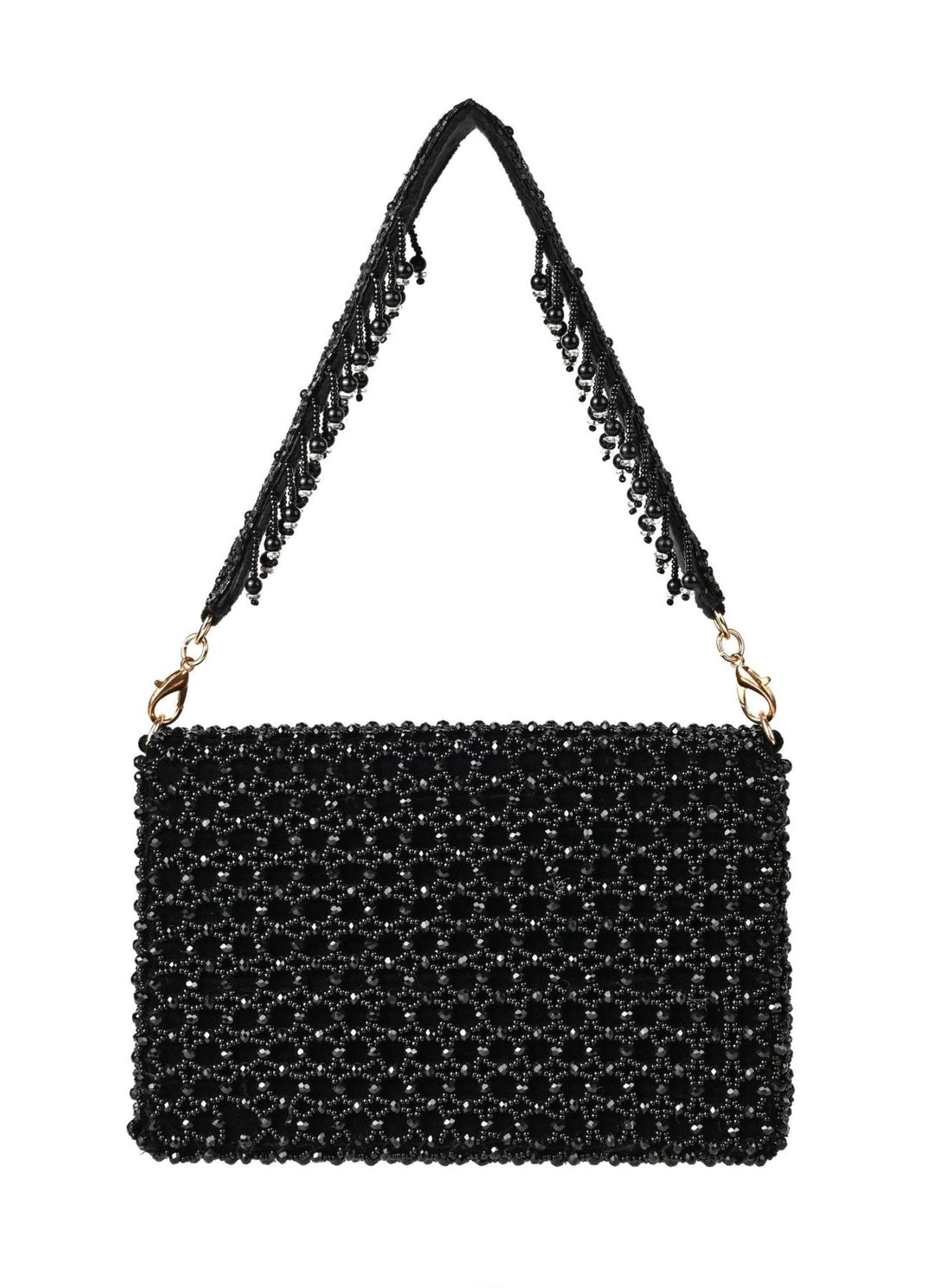 Black Suede Handcrafted Clutch House of Kosha - Fabilicious Fashion