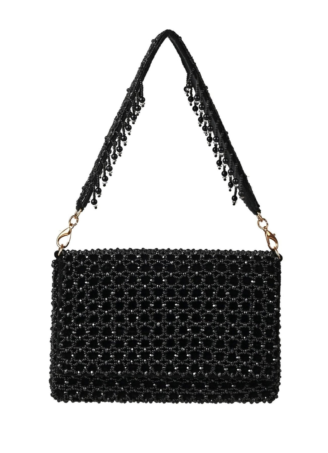 Black Suede Handcrafted Clutch House of Kosha - Fabilicious Fashion