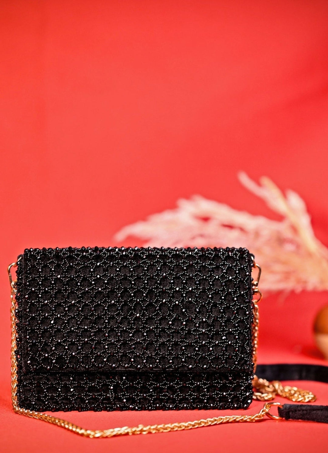 Black Suede Handcrafted Clutch House of Kosha - Fabilicious Fashion