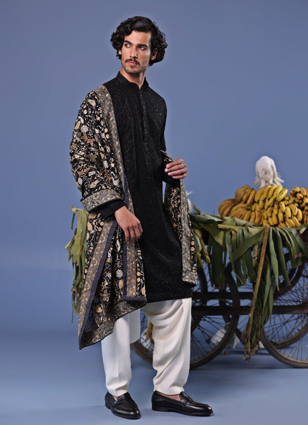 Black Thread Embroidered Kurta and Patiala Pant Set Kalpraag - Fabilicious Fashion