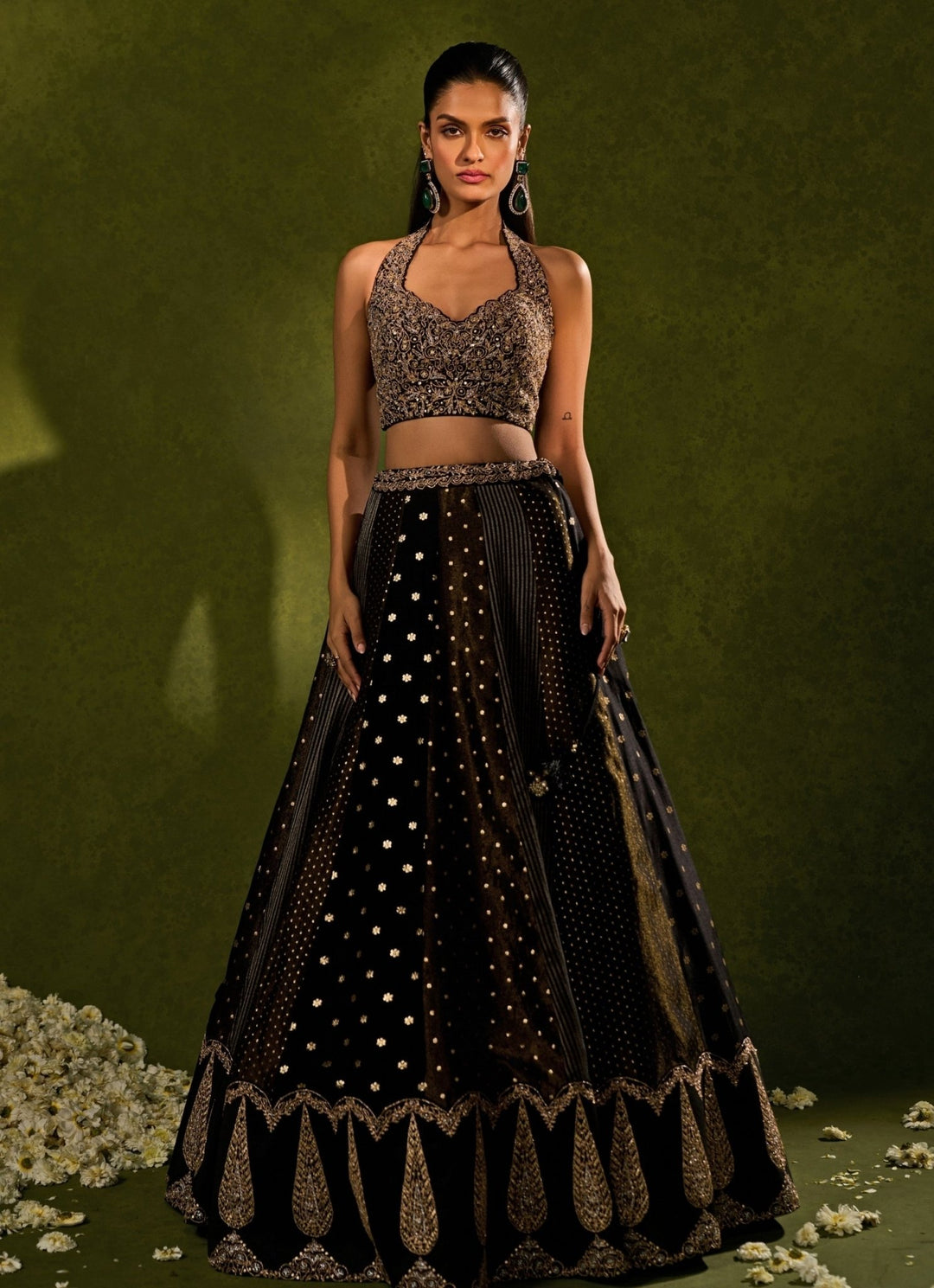 Black Tissue Jamewar Lehenga Chamee & Palak - Fabilicious Fashion