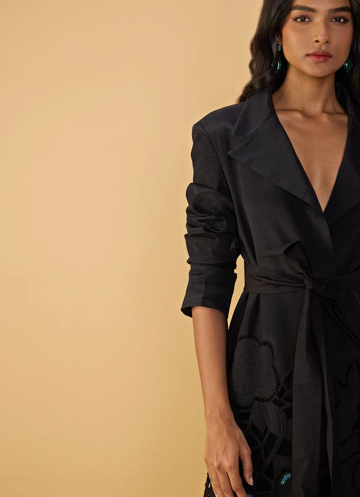 Black Trench Coat Palazzo Set Saaksha & Kinni - Fabilicious Fashion
