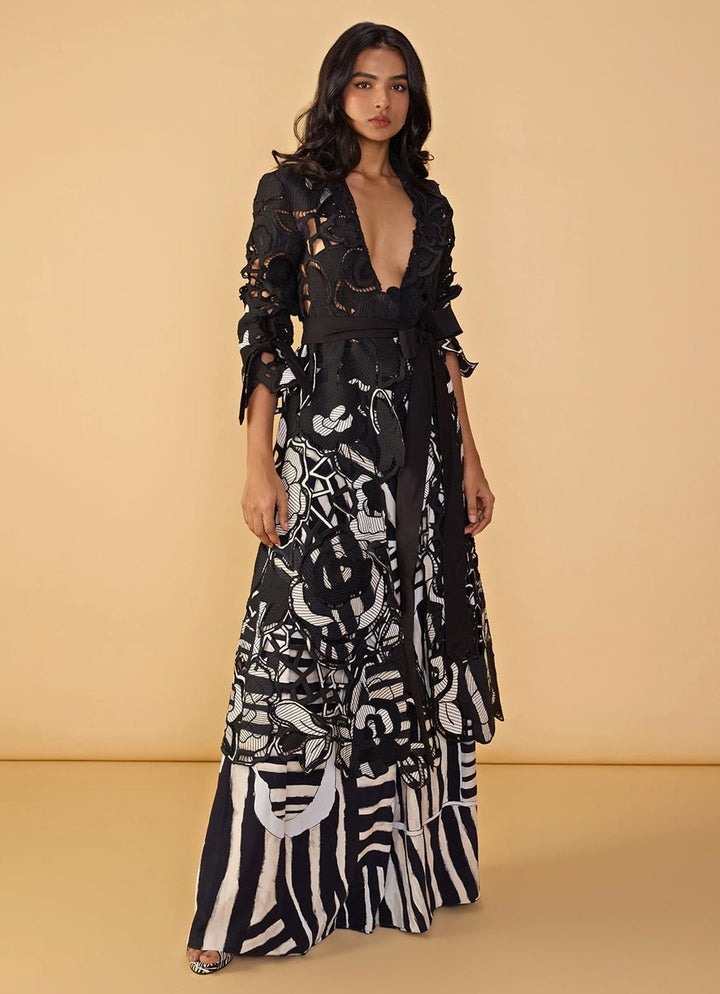 Black Trench Coat Palazzo Set Saaksha & Kinni - Fabilicious Fashion