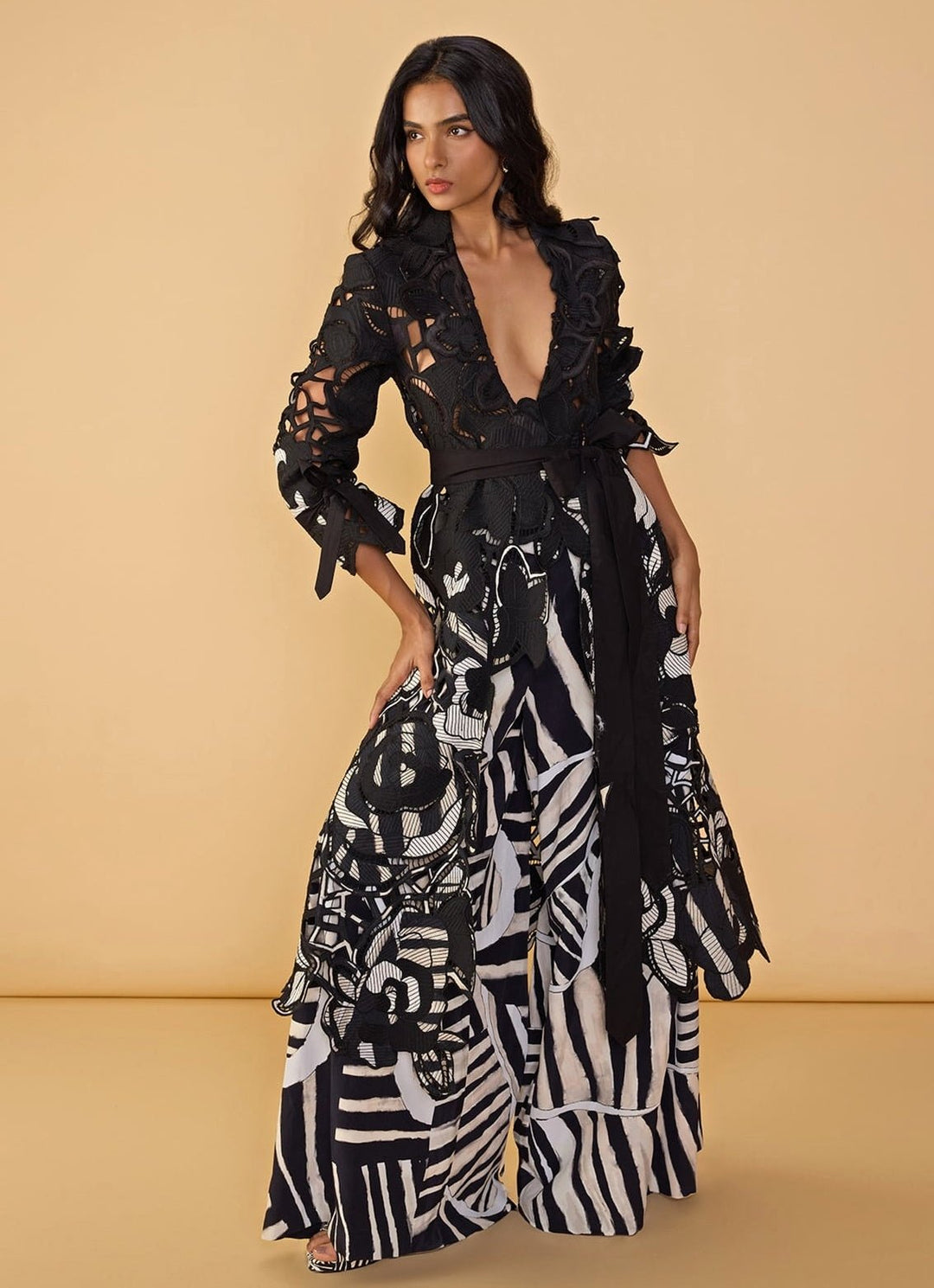 Black Trench Coat Palazzo Set Saaksha & Kinni - Fabilicious Fashion