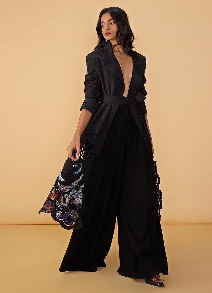 Black Trench Coat Palazzo Set Saaksha & Kinni - Fabilicious Fashion