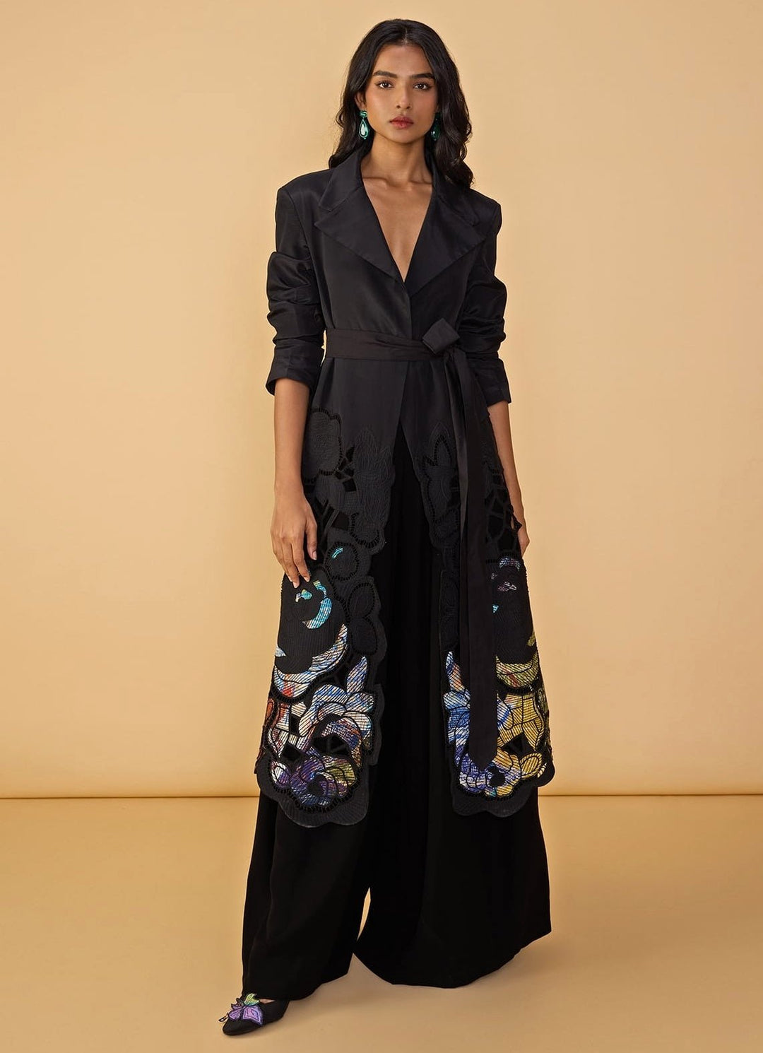 Black Trench Coat Palazzo Set Saaksha & Kinni - Fabilicious Fashion