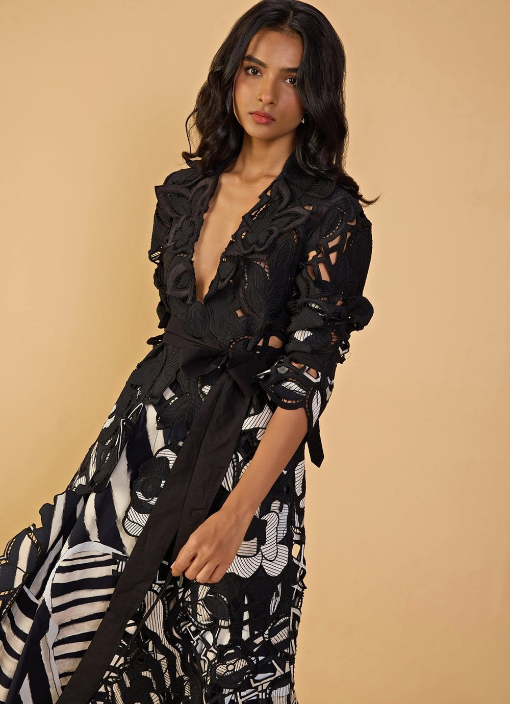 Black Trench Coat Palazzo Set Saaksha & Kinni - Fabilicious Fashion