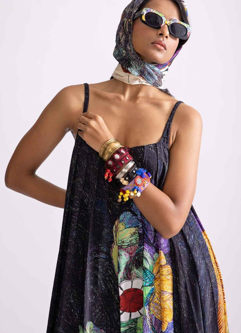 Black Tribal Print Dress Saaksha & Kinni - Fabilicious Fashion