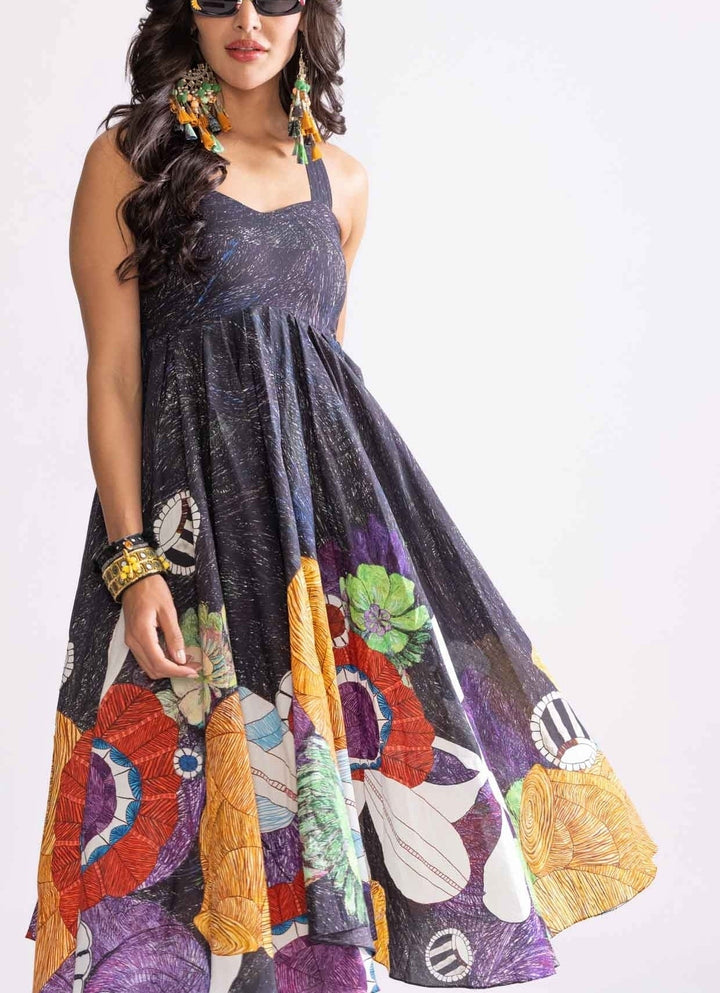 Black Tribal Print Dress Saaksha & Kinni - Fabilicious Fashion