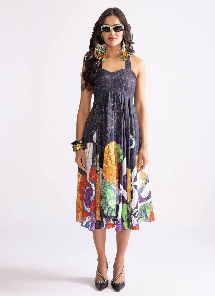 Black Tribal Print Dress Saaksha & Kinni - Fabilicious Fashion
