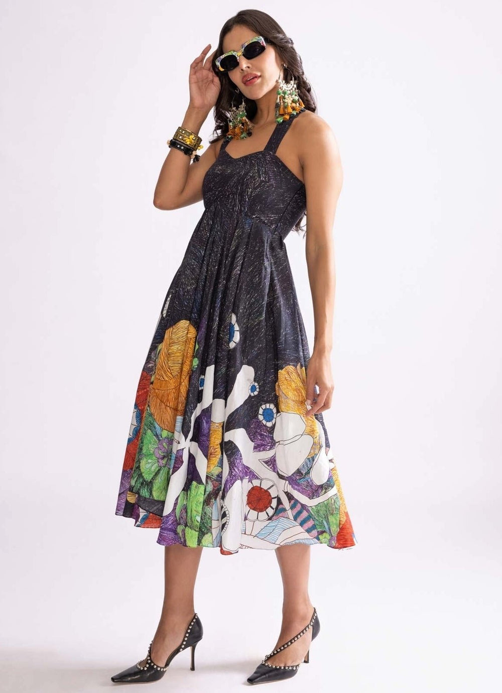 Black Tribal Print Dress Saaksha & Kinni - Fabilicious Fashion