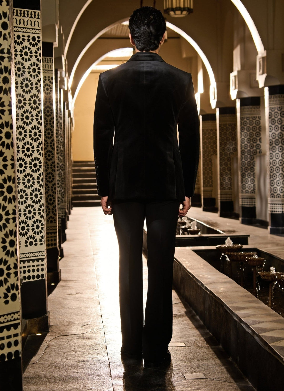 Contrast by Parth Black Velvet Galaxy Cluster Tuxedo SetFabilicious Fashion