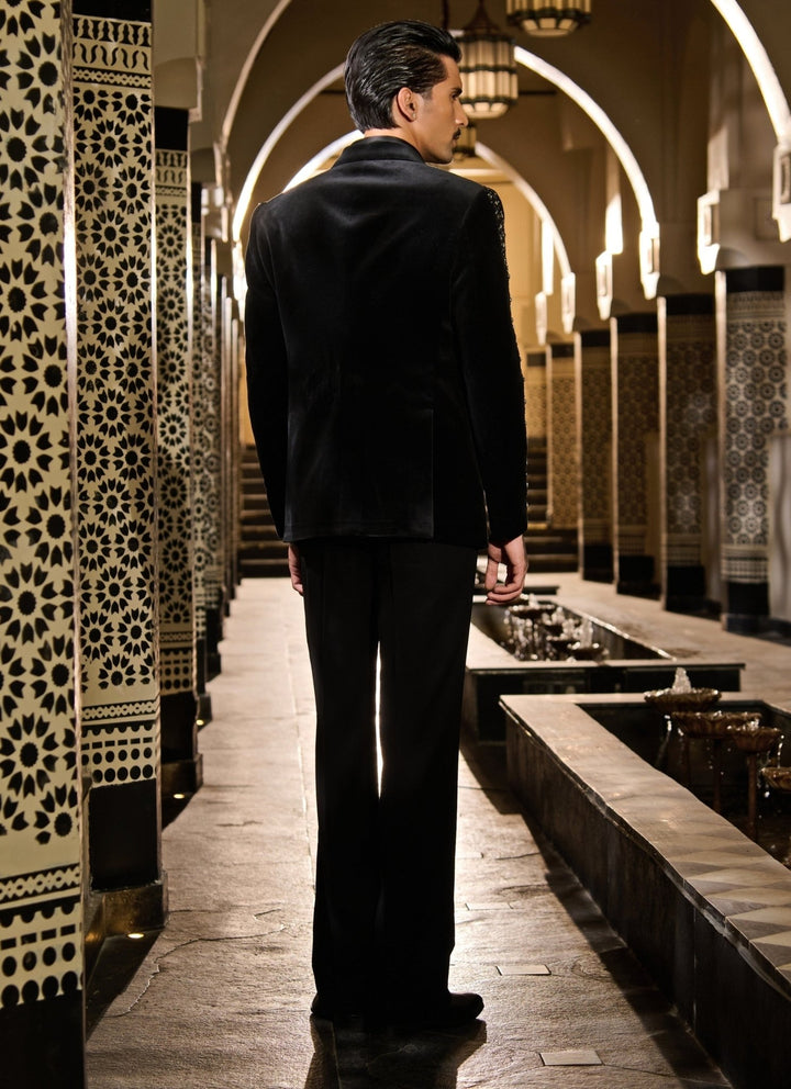 Contrast by Parth Black Velvet Sequins Tuxedo SetFabilicious Fashion