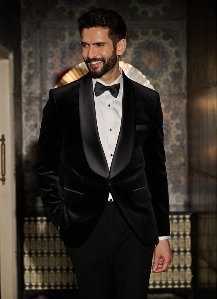 Contrast by Parth Black Velvet Tuxedo SetFabilicious Fashion