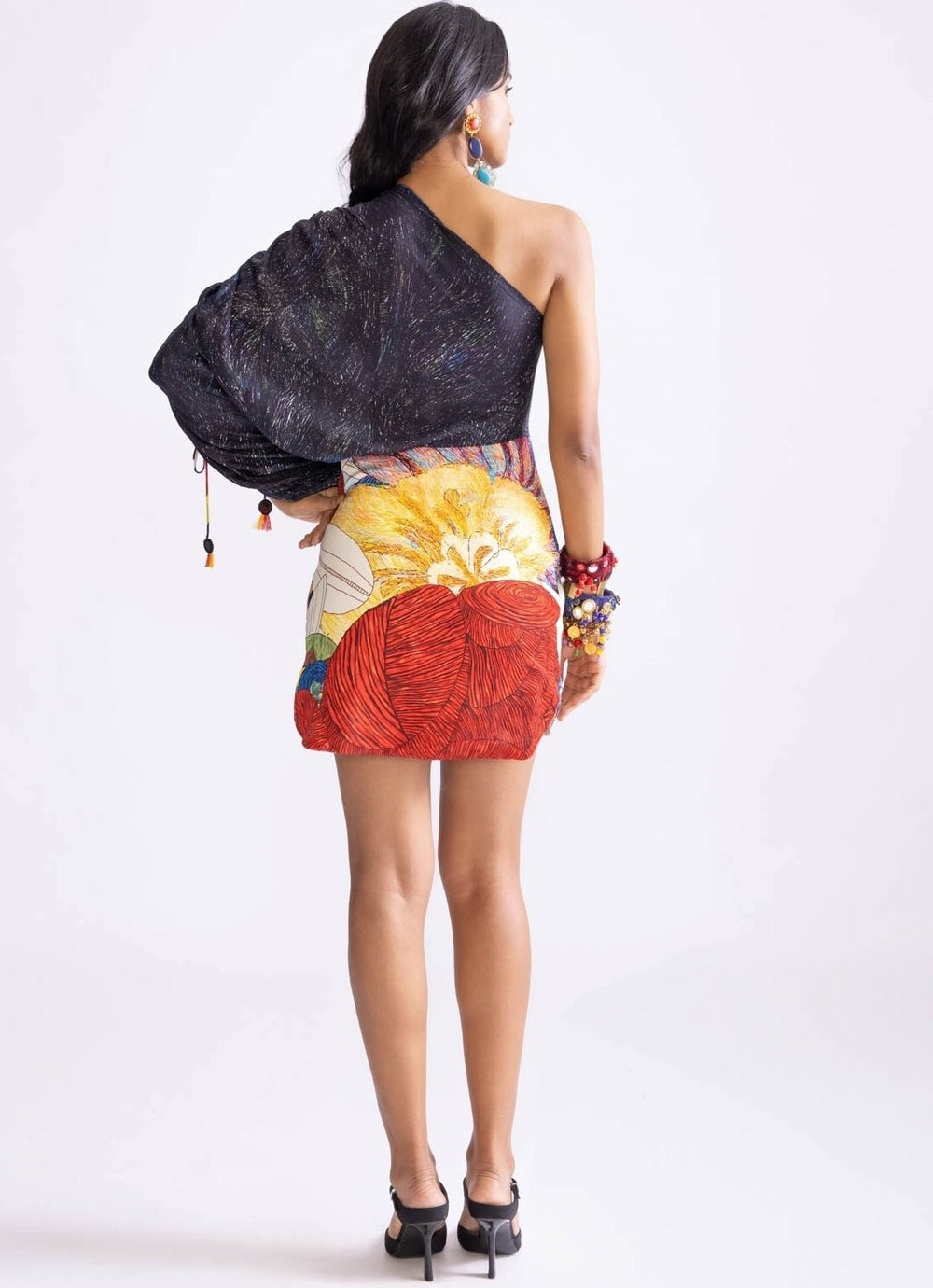 Black Wave And Tribal Dress Saaksha & Kinni - Fabilicious Fashion