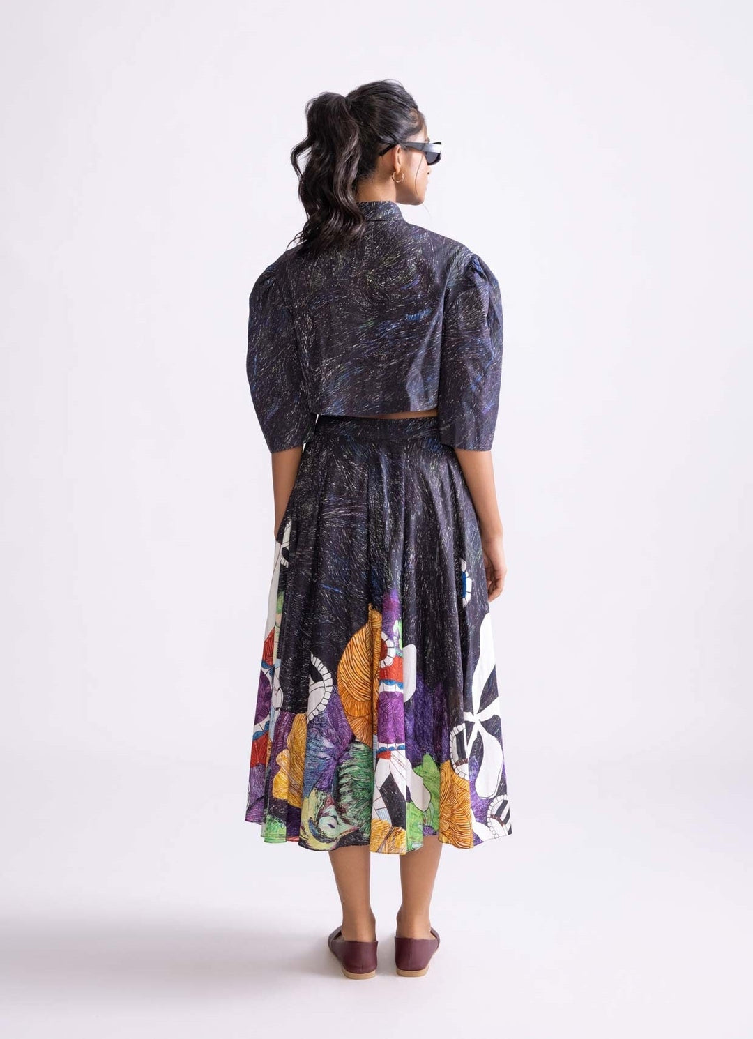 Black Wave Print Skirt Set Saaksha & Kinni - Fabilicious Fashion