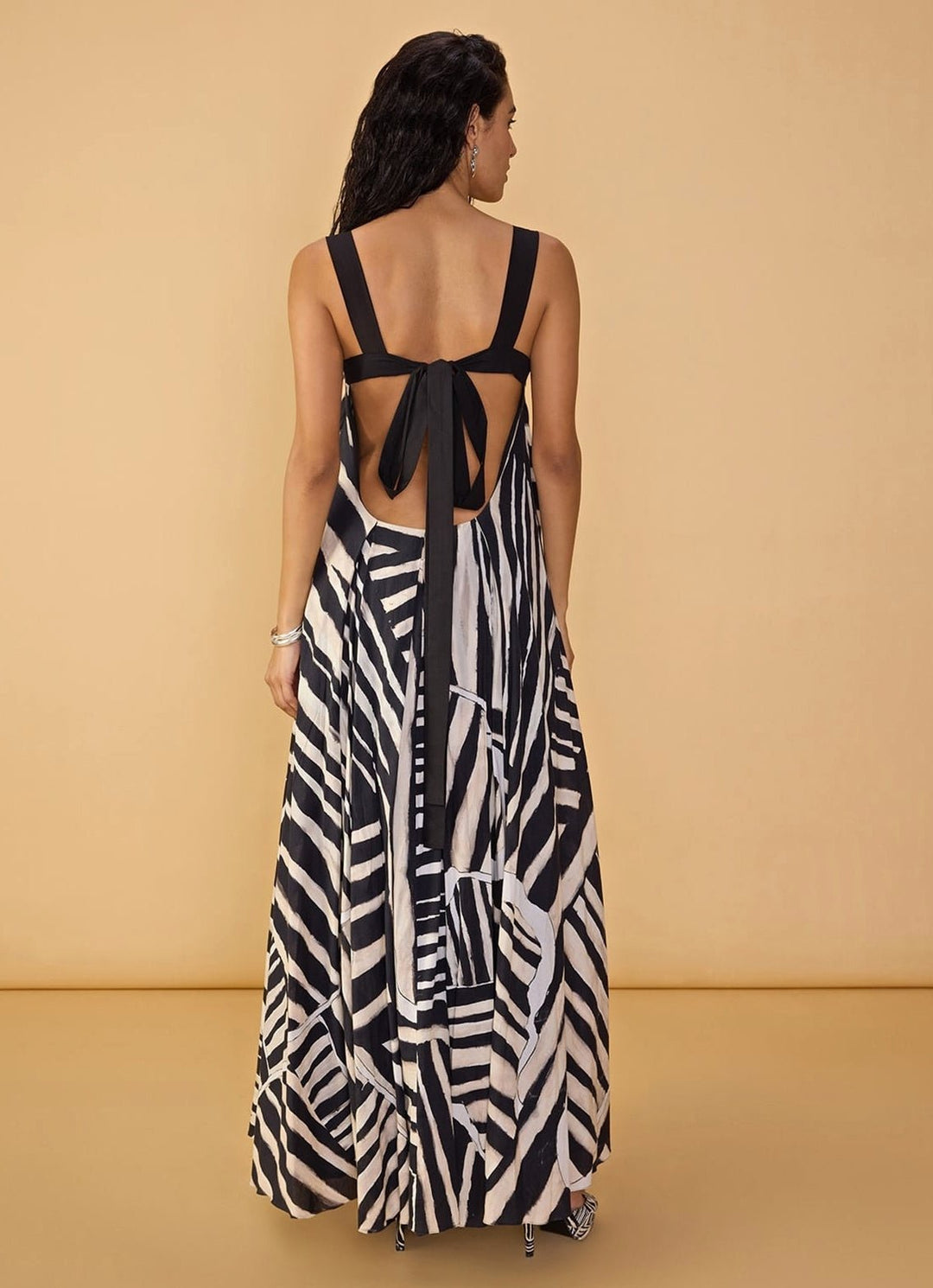 Black & White Cambric Printed Maxi Dress Saaksha & Kinni - Fabilicious Fashion